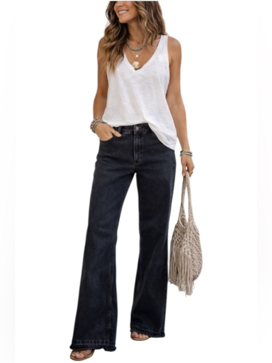 We The Free Denim - We The Free Free People Raw Hem Flare Charcoal Jeans Size 26